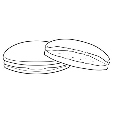 Dorayaki illüstrasyon el çizimi ana hat vektörü