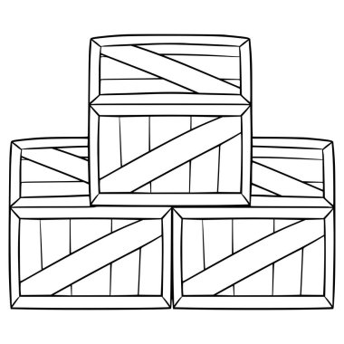 Tahta kutular yığını. El çizimi taslak vektörü.