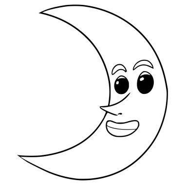 hilal ay çizgi filmi çizimi el çizimi ana hat vektörü