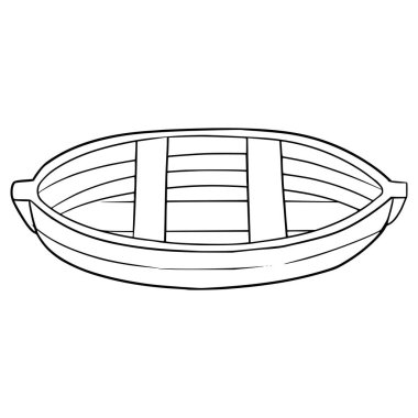 ahşap tekne çizimi el çizimi ana hat vektörü