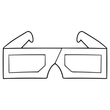 3d gözlük çizimi el çizimi ana hat vektörü