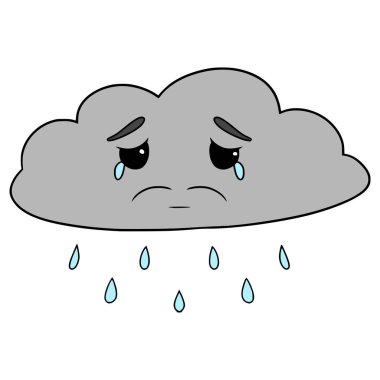 Bulut yağmuru çizgi filmi çizimi elle izole edilmiş vektör