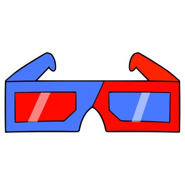3d gözlük çizimi elle izole edilmiş vektör