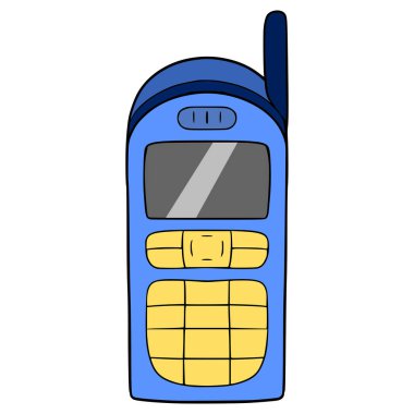 Eski turuncu cep telefonu çizimi el çizimi ana hatlı vektör