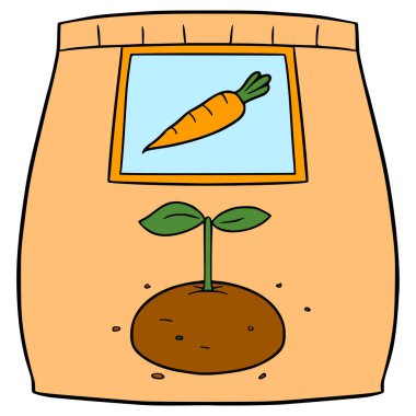 Havuç tohumu paketi çizimi elle izole edilmiş vektör