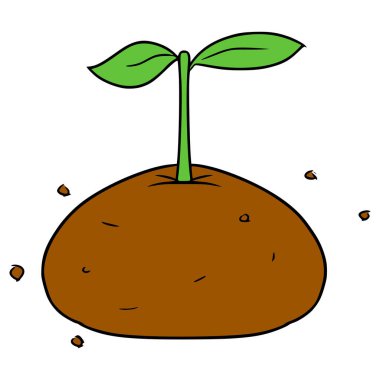 filizlenen toprak çizimi elle izole edilmiş vektör