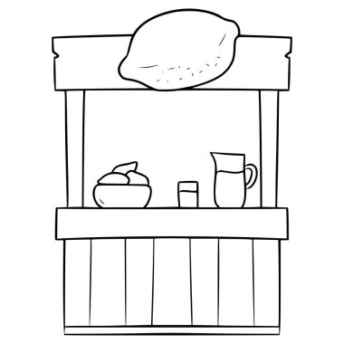 limonata standı çizimi el çizimi ana hat vektörü