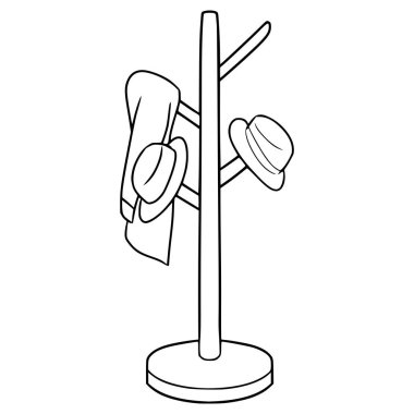 Palto askısı çizimi el çizimi ana hat vektörü