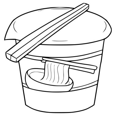 noodle cup illüstrasyon el çizimi taslak vektör