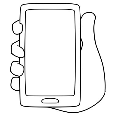 el ele tutuşma cep telefonu çizim el çizimi ana hatları vektörü