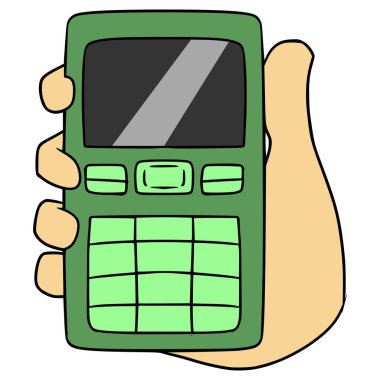 El ele tutuşma cep telefonu çizimi izole edilmiş vektör