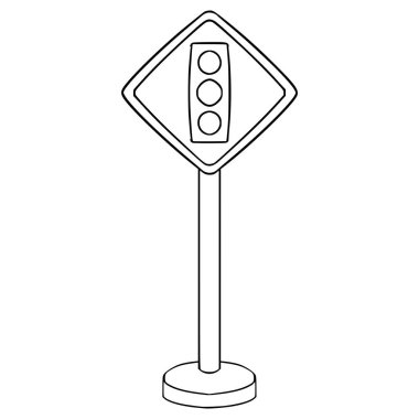 Trafik Işığı Önde işaret işareti el çizimi ana hat vektörü