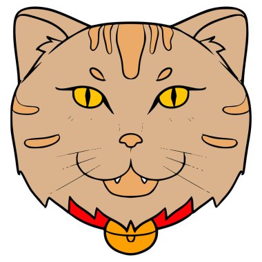 Kedi yüz çizimi elle izole edilmiş vektör