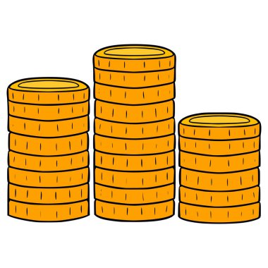 Altın para yığını el çizimi izole edilmiş vektör