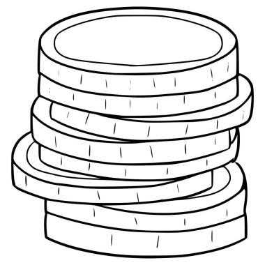 Altın sikke çizimi el çizimi taslak vektör yığını