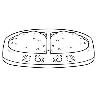 Tam ikiz evcil hayvan kasesi çizimi el çizimi taslak vektör