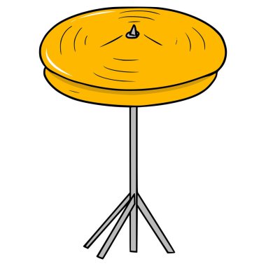 zilli davul illüstrasyon eli izole edilmiş vektör çizdi