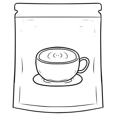 bir paket çay illüstrasyon el çizimi ana hat vektörü