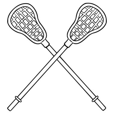 Lacrosse çubukları çizilmiş el çizimi ana hat vektörü