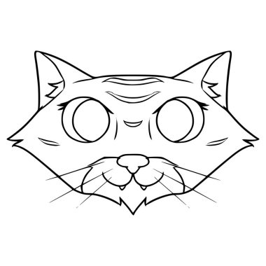 kedi yüz çizimi el çizimi ana hat vektörü