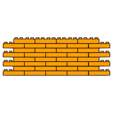 Oyuncak tuğlalardan oluşan duvar, el çizimi, izole edilmiş vektör