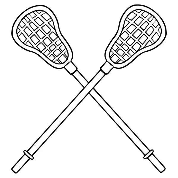 Lacrosse çubukları çizilmiş el çizimi ana hat vektörü