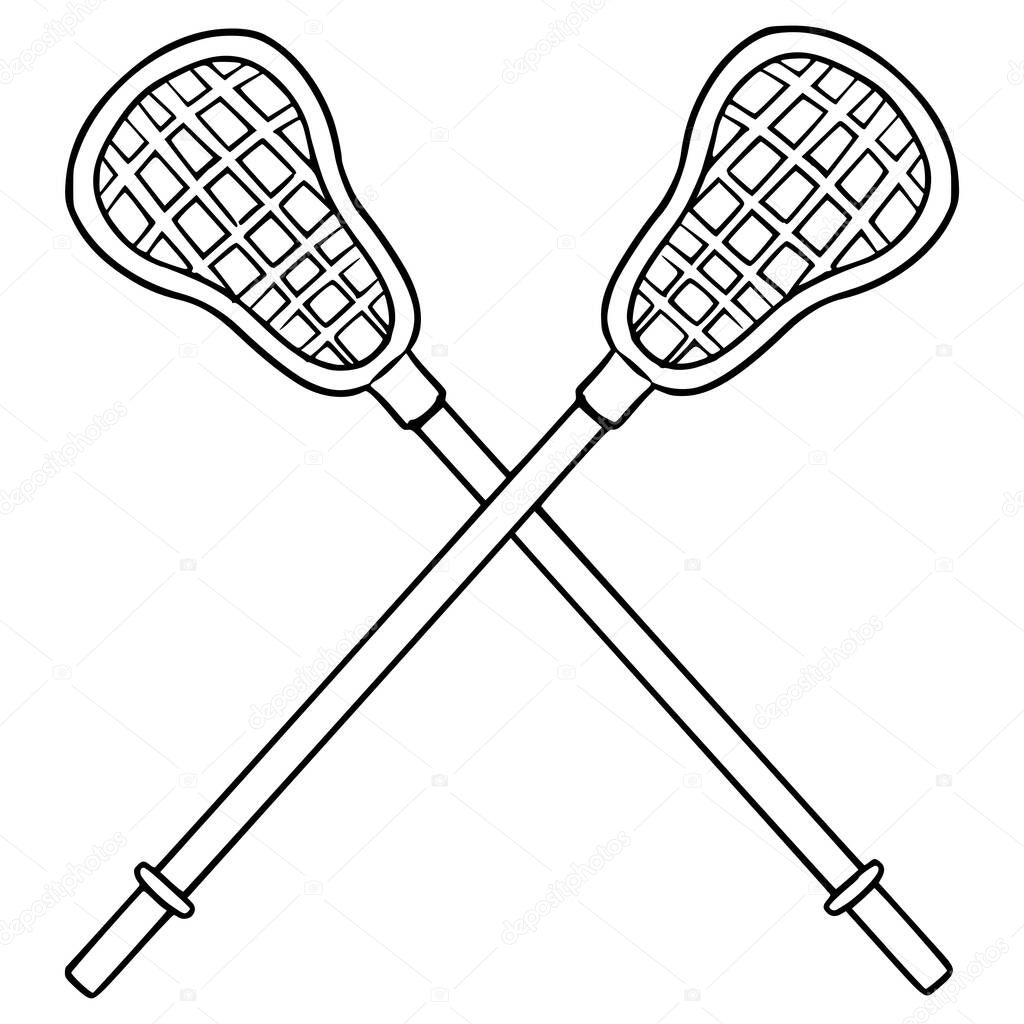 Lacrosse sticks illustration hand drawn outline vector