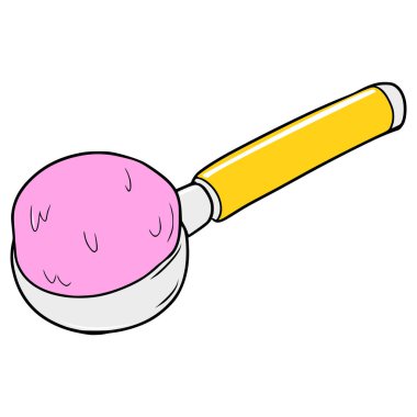 dondurma kaşığı çizimi elle izole edilmiş vektör