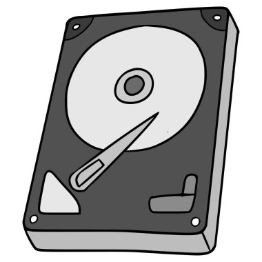 sabit disk çizimi elle izole edilmiş vektör