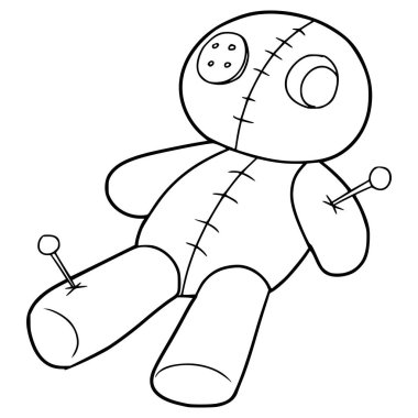 Voodoo bebeği illüstrasyon el çizimi taslak vektör