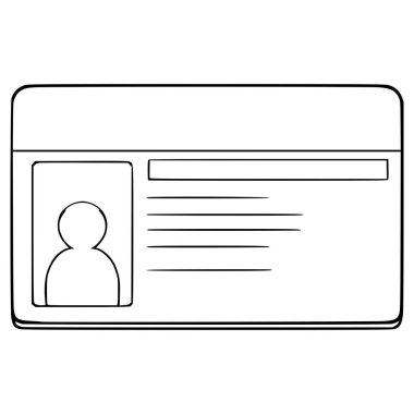 Kimlik kartı illüstrasyon el çizimi ana hat vektörü