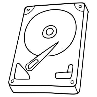 sabit disk çizimi el çizimi ana hat vektörü