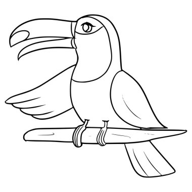 Toucan kuş çizimi el çizimi ana hat vektörü