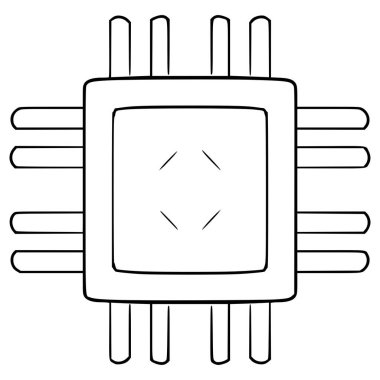 bilgisayar çipi çizimi el çizimi ana hat vektörü