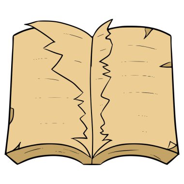 yırtık kitap çizimi el izole vektörü