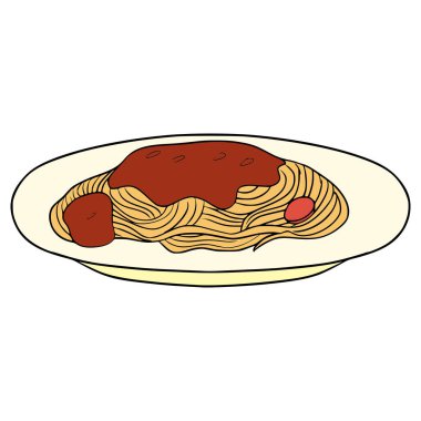 spagetti illüstrasyonu el çizimi izole vektör