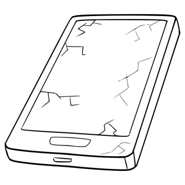 Bozuk telefon çizimi el çizimi ana hat vektörü