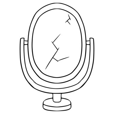 kırık ayna çizimi el çizimi ana hat vektörü