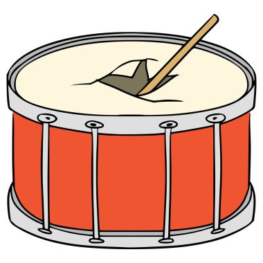 Kırık trampet çizimi el izole vektörü