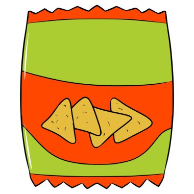 Tortilla çiplerini paketle el çizimi izole vektör