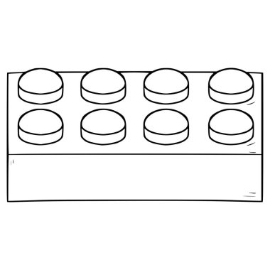 oyuncak tuğla 2x6 illüstrasyon el çizimi ana hat vektörü