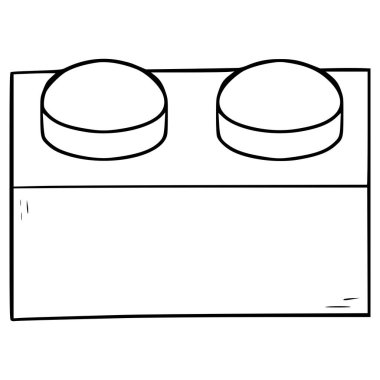 oyuncak tuğla 1x2 illüstrasyon el çizimi ana hat vektörü