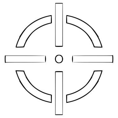 Crosshair amaç çizimi el çizimi ana hat vektörü