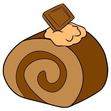 Çikolatalı kek çizimi elle izole edilmiş vektör