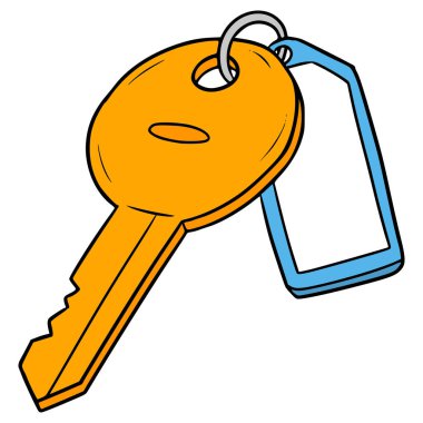 Otel anahtarı çizimi elle izole edilmiş vektör