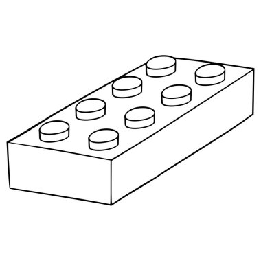 oyuncak tuğla 2x4 illüstrasyon el çizimi ana hat vektörü