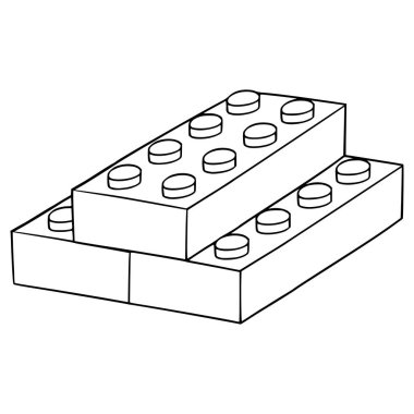 bileşik oyuncak tuğlaları çizim el çizimi ana hatları vektörü