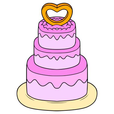 düğün pastası yukarıdan aşağıya görünüm çizimi elle izole edilmiş vektör