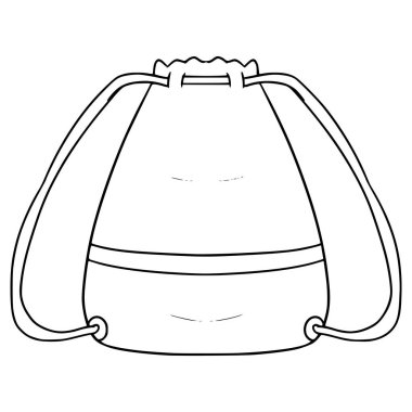 drawstring sırt çantası çizim el çizimi ana hat vektörü