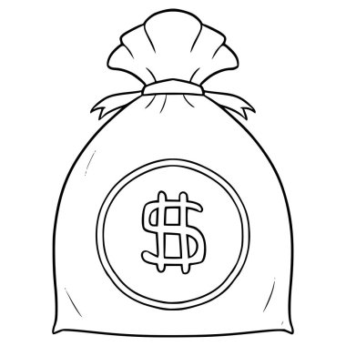 para çantası illüstrasyon el çizimi ana hat vektörü